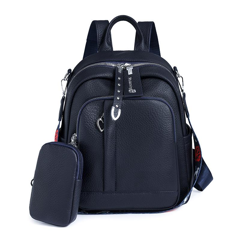 

Soft Leather Backpack Student Schoolbag Large Capacity Travel Bag PU Women s Backpack синій