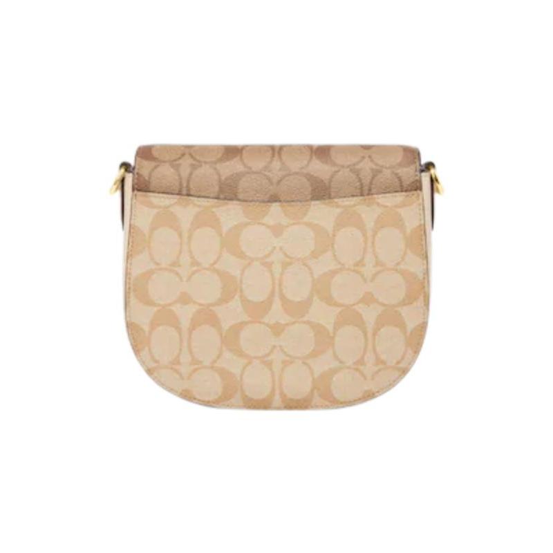 Coach Morgan 20 Snap-fastening Detachable Shoulder Strap Cowhide Saddle Bag Crossbody Shoulder Bag Small Size Women's Light Khaki