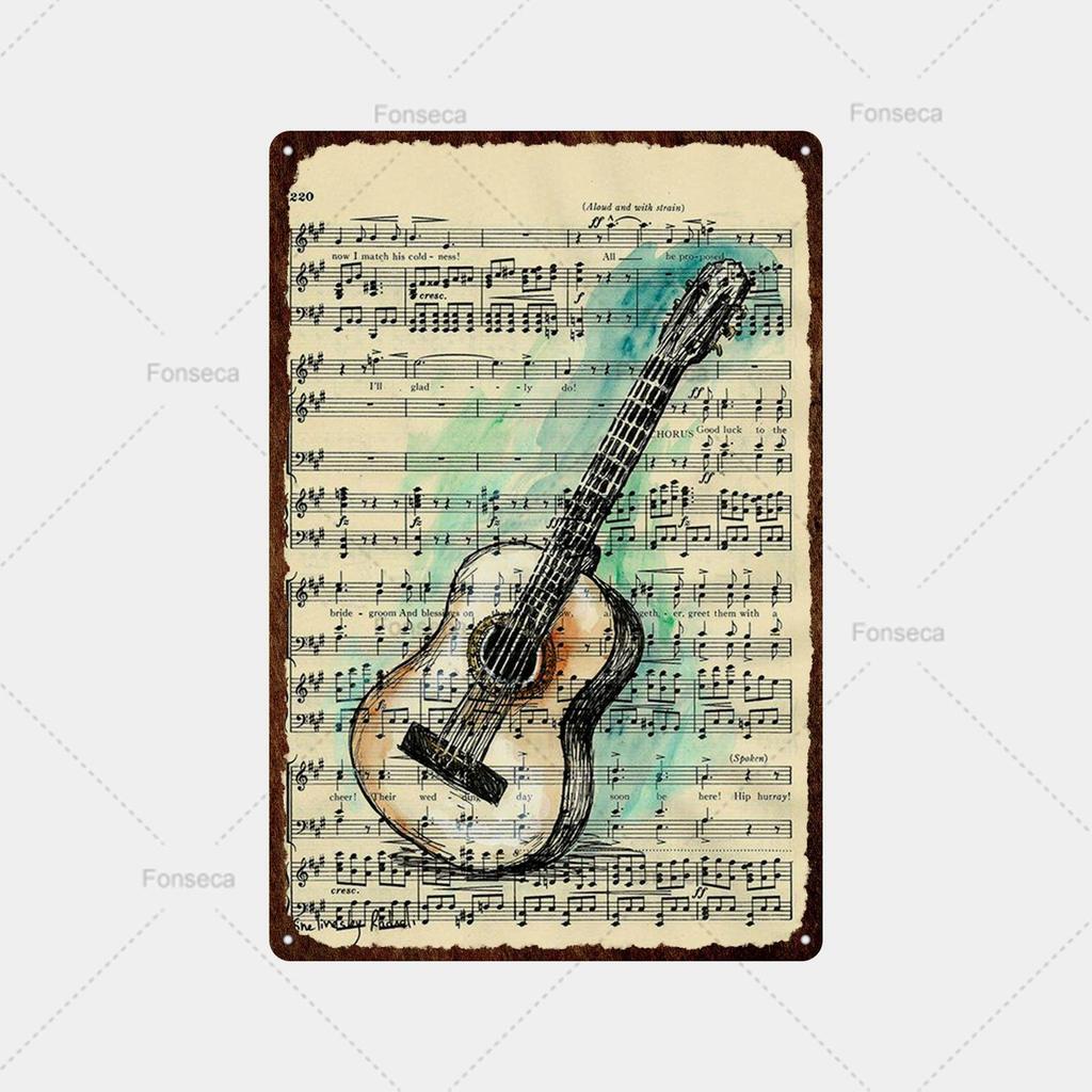 Music Score, Scenery, Metal Sign, Vintage Tin Sign, Metal Vintage Bar, Vintage Wall Decoration, Bar, Club, Metal Poster