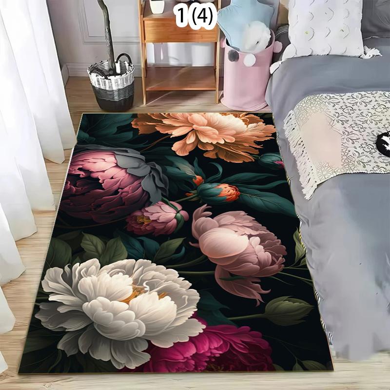 

Retro Gradient Peony Pattern Area Rug - Luxury Romantic Style Non-Slip Floor Carpet for Living Rooms Trendy Spaces 40x60cm