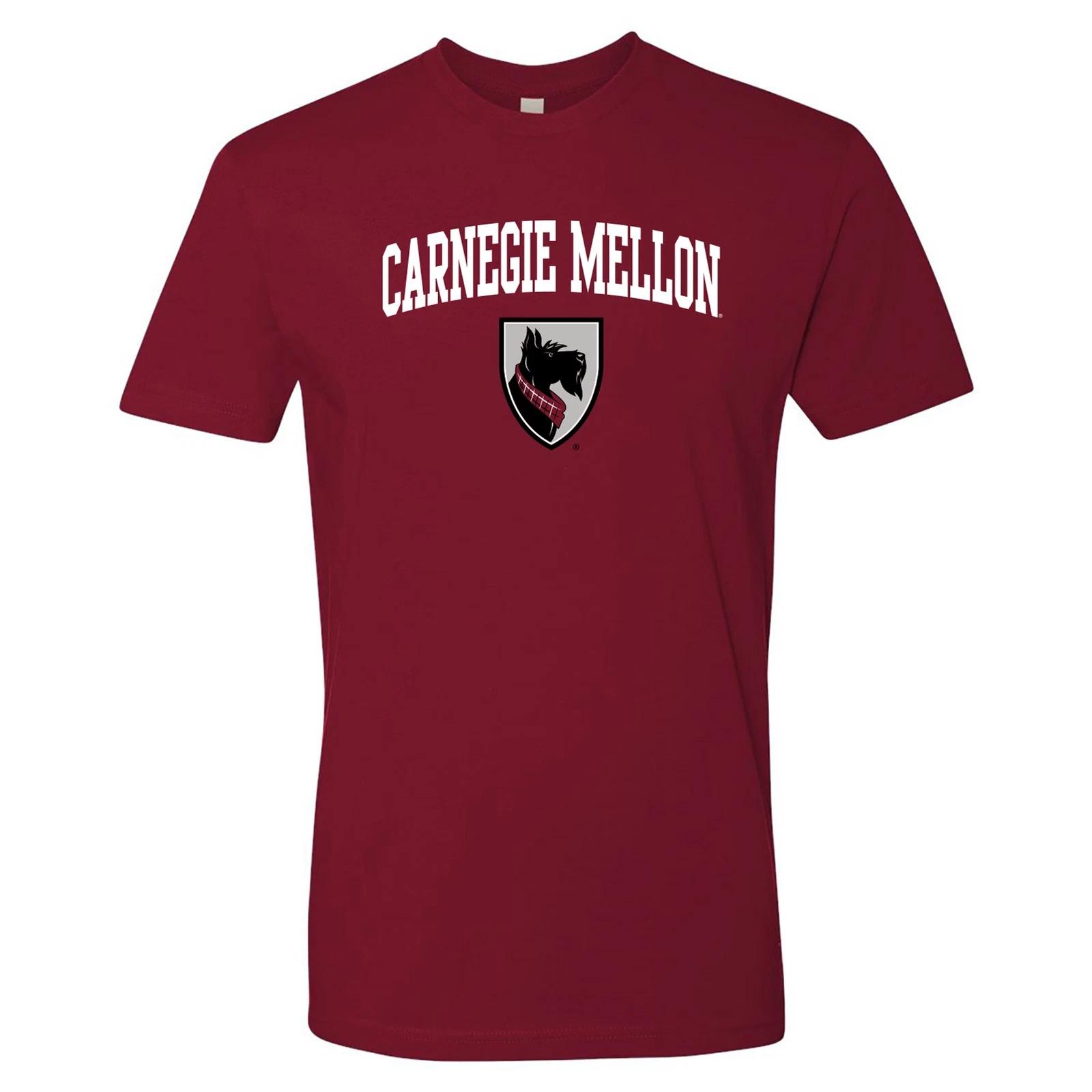 Carnegie Mellon Tartans Arch Logo Premium Cotton T Shirt - Cardinal 2XL
