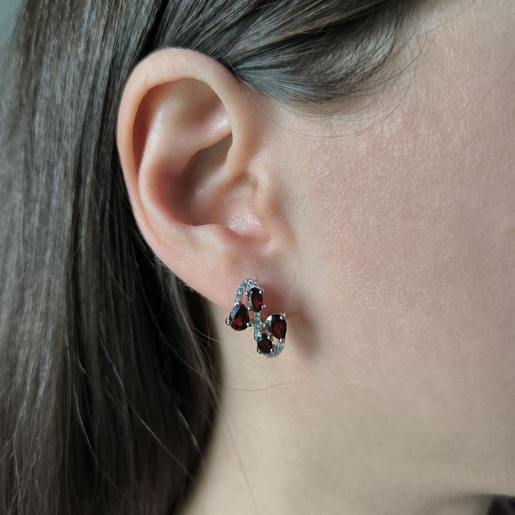 Silver Earrings with Natural Garnet 3.468ct (2182030)