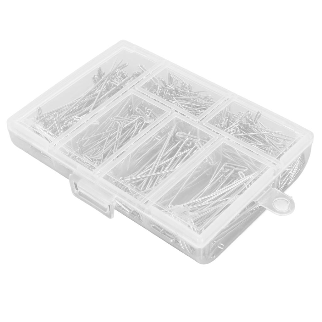 450pcs T Pins Rust Proof Steel Assorted Long Straight Pins with Clear Box for Wig Making Crafts Sewing