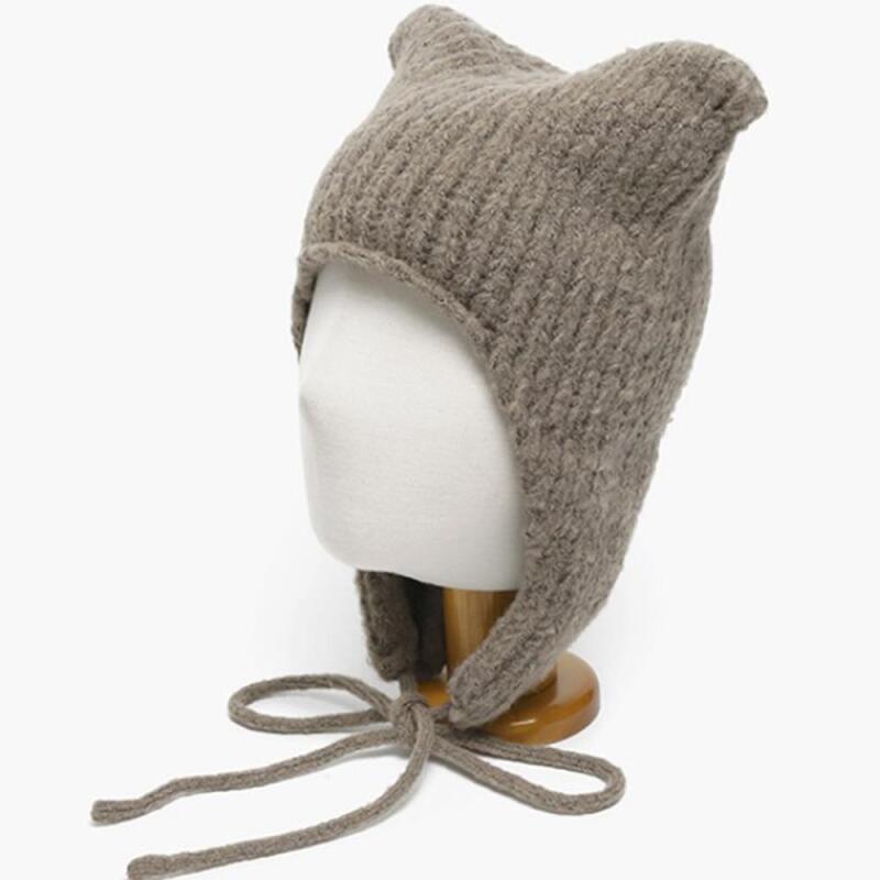 

Phi-ee earmuff hat women s animal ears wool sweater with string black