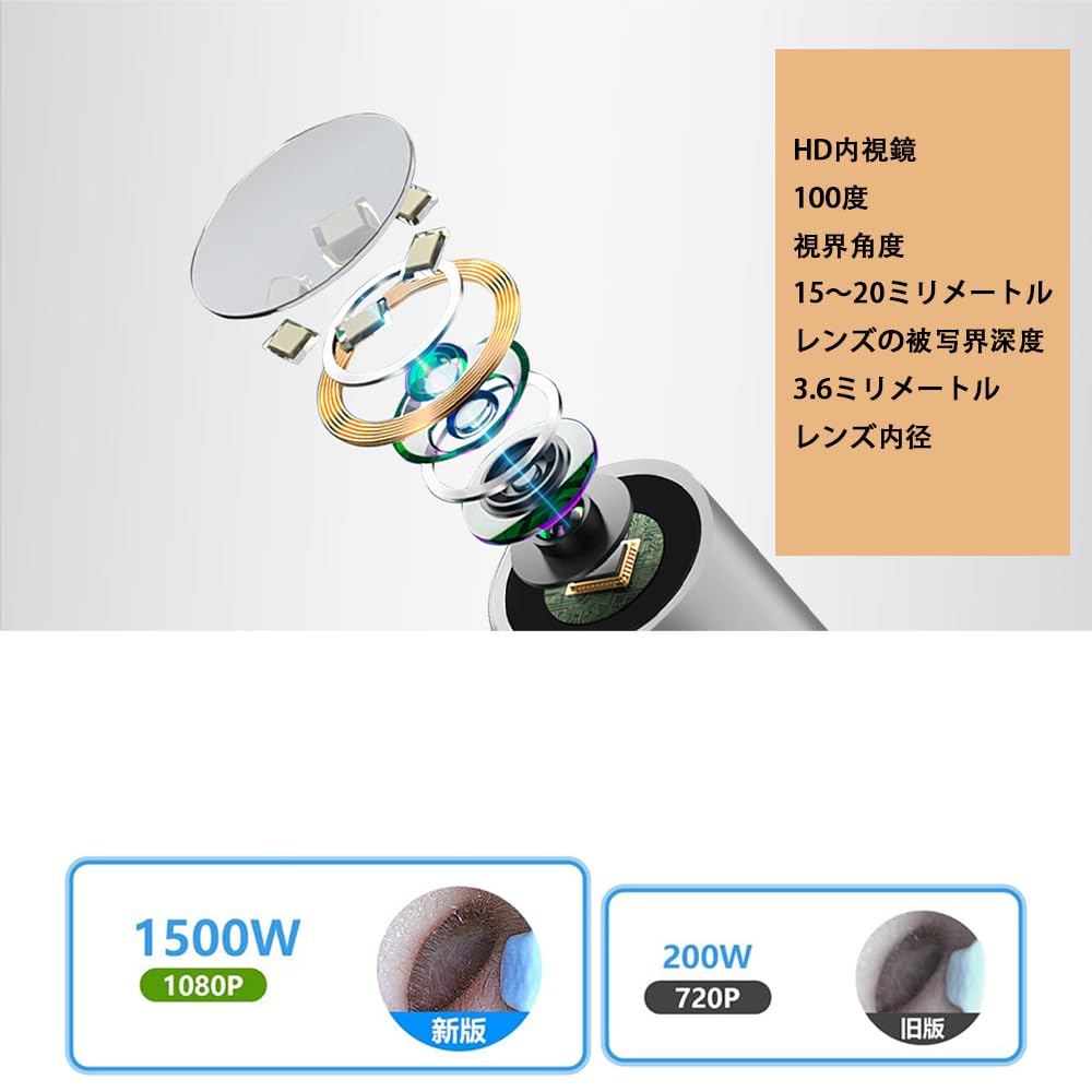 Camera pentru curățat urechile caracteristici pentru 2025 lentilă de 15 milioane de pixeli cu praf IP67 impermeabil curățător de urechi cu 6 LED-uri wireless ușor de ureche WIFI dedicat compatibil