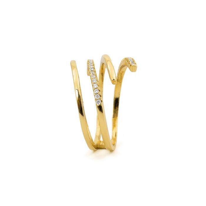 Ring - LUXENTER - Isda - 18 Carat Yellow Gold - Bright Metallic Alloy - 17 Mm Zirconia