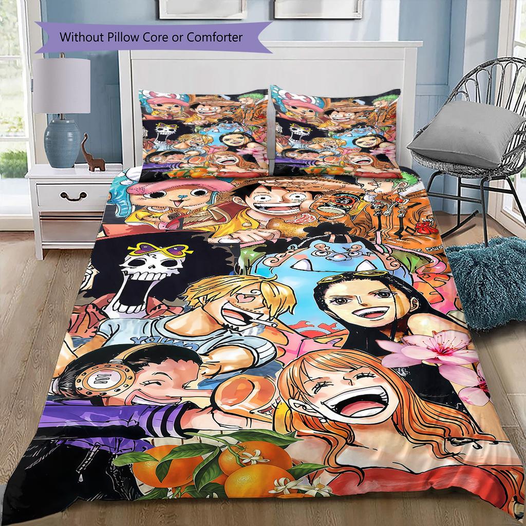 One Piece Pattern Bedding Quilt Set Quilt Cover Pillowcase Home Birthday Gift(1 * Duvet Cover + 2 * Pillowcase, Without Core)