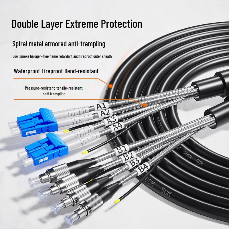 Outdoor Armored Single-Mode LC-FC Fiber Optic Patch Cable