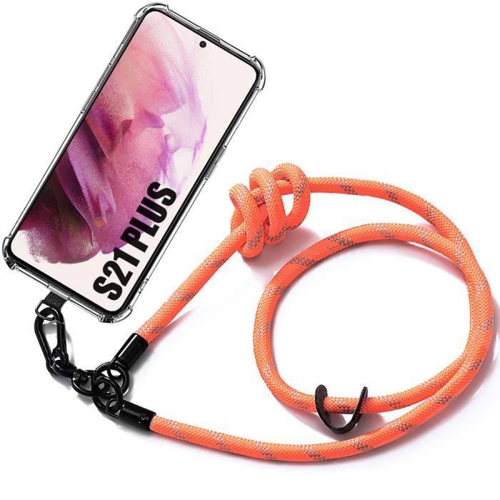 Coque de protection - BOOLING - pour Samsung Galaxy S21+ - Antichoc - Anti-Rayures - Cordon Démontable Orange