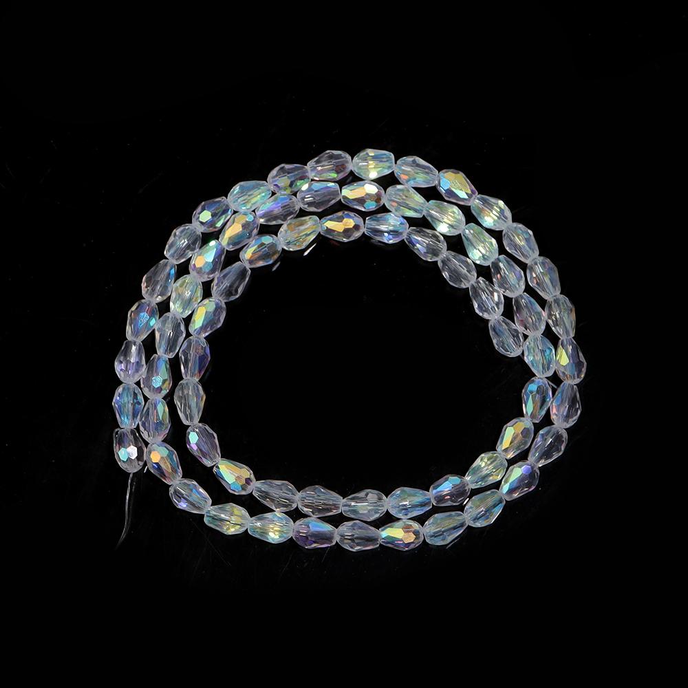 1 Strand AB Colored Crystal Faceted Beads Droplet Shaped Loose Spacer Glass Beads For DIY Fashion Bracelet Necklace Accessories