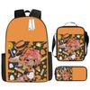 Luxury Novelty Peculiar Cool Anime Cartoon 3D Print 3pcs/Set pupil School Bags Laptop Daypack Backpack Lunch bag Pencil Case