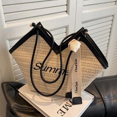 Bolso de Hombro de Paja Grande para Mujer 2025 - Versátil y Elegante Bolso Tote de Diseño de Nicho