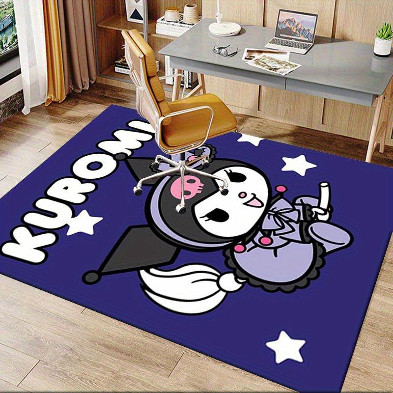 1pc Sanrio Kuromi Mermaid Printed Office Carpet Rectangle Rug Under The Table,Perfect Room Decor for Living Room, Bedroom, Kitchen, Non-slip Floor Mat
