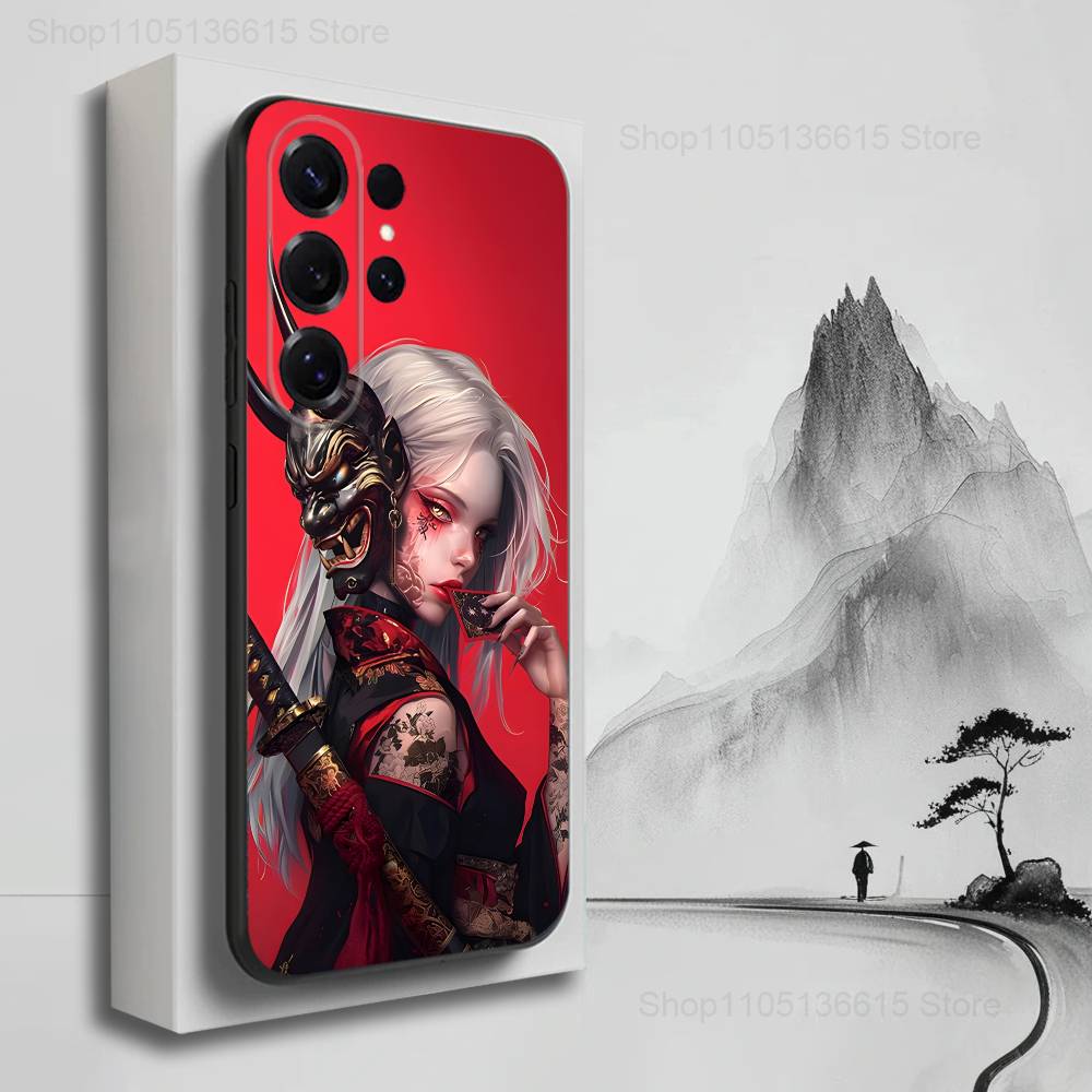 Cool Art Warrior Woman Phone For Samsung S22,S25,S24,S23,Ultra,FE,Plus,S21,S20,S10,S9,Lite,Soft Silicone Black