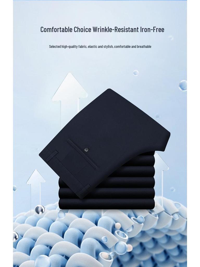 Men's High Waist Straight Leg Cotton Pants - Summer Casual, Solid Color, Middle-Aged, Loose Fit, Deep Crotch, Dad Trousers