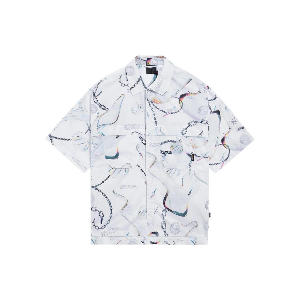 Li Ning Wade Collection Shirts Men's White Gray Lapel Moderate Other ASHS445-1