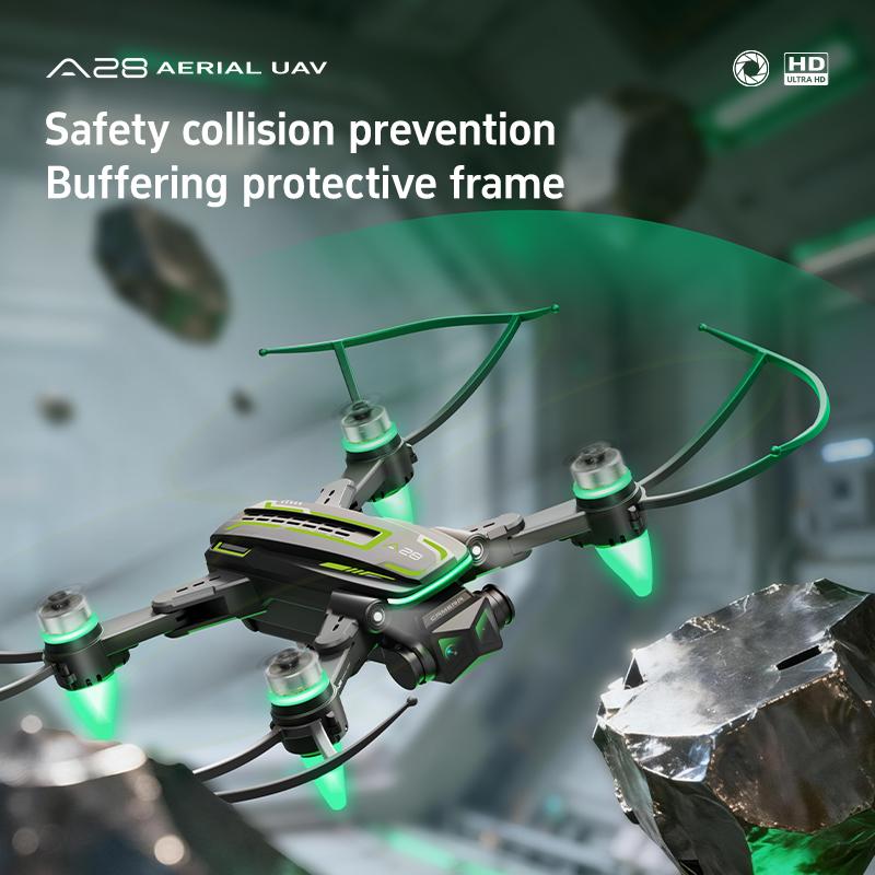 Professional A28 Drone Foldable GPS 8K Dual Camera 5G FPV Obstacle Avoidance Optical Flow One Key Takeoff RC Drone Brushless Motor 5.6in Large Screen