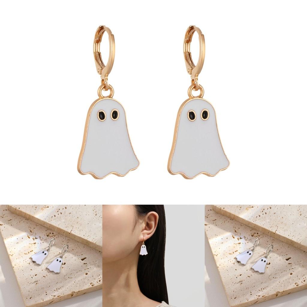Adorable And Whimsical Ghost Earrings In Gold Ideal For Halloween Celebrations