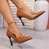 Vintage Pointed Toe Super High Heel Pumps Women 2025 Summer Brown Slip On Wrinkled Decorative Loafers Elegant Office Shoes Women