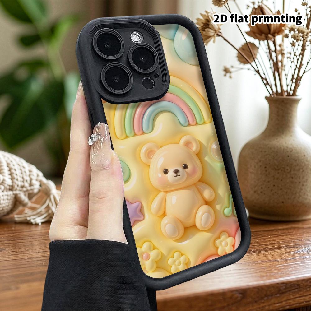 Phone Case: 2D Flat Design Suitable for iPhone 18 17 16 15 14 13 Pro Protective Case, Creamy Little Bear, Perfect Christmas and Halloween Holiday Gift