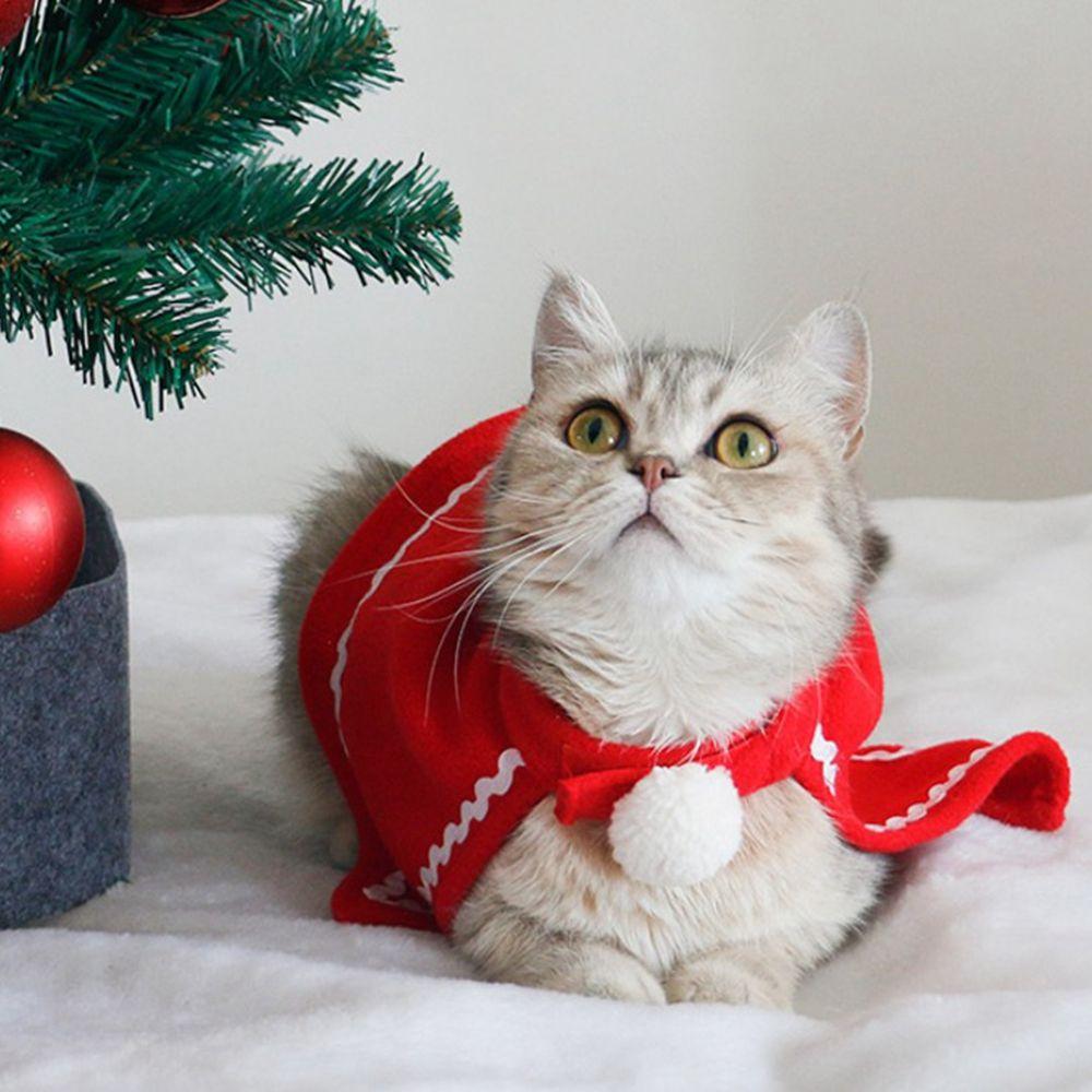 Warm Red Scarf Hat Cloak Hat Christmas Clothes Pet Costume Pet Clothes Pet Cosplay Costume