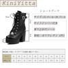 [KiniYitta] Boots, Side Zipper, Platform Boots, Women's Short Boots, Lace-up, Buckle, Chunky Heel, Leg-lengthening, Casual Shoes, Black, Simple,