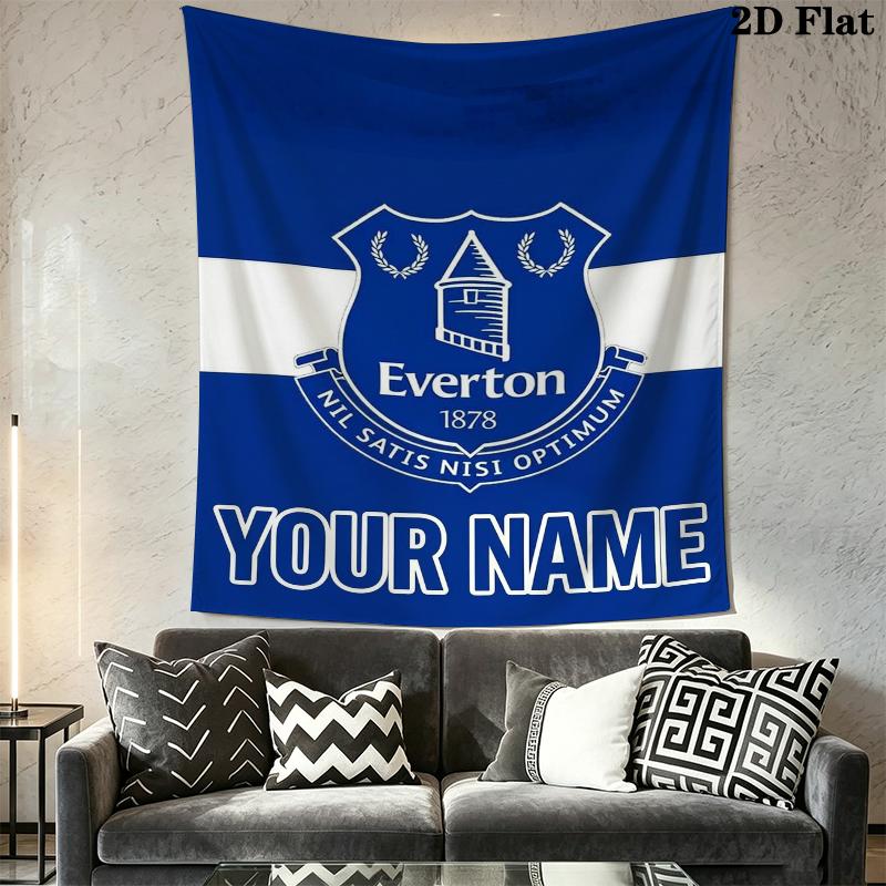 Custom Name Everton FC Wall Tapestry Aesthetic Wall Hanging Printed Fabric Blanket Decorative Tapestries for Bedroom Living Room Home Decor