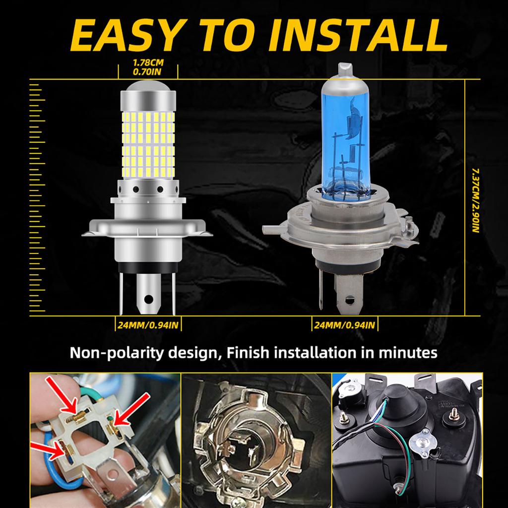 1pcs Motorcycle Headlights H4 P15D BA20D LED Bulbs DRL Bright Plug and Play 12V White Hi Lo Lamp Scooter Accessories