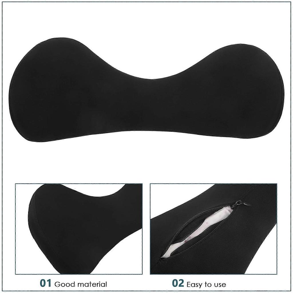 Ergonomic Black Lumbar Support Pillow for Office Chair and Car Use, Foam Cushion with Fabric Cover, 12 x 12 Inches