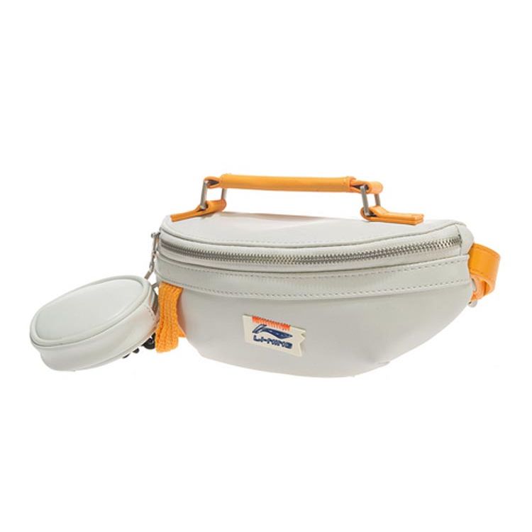 Li-Ning Sport Fashion Series Yellow Strap Zipper Fabric Waist Bag Unisex waist bag White ABLR038-1 White 12970₽