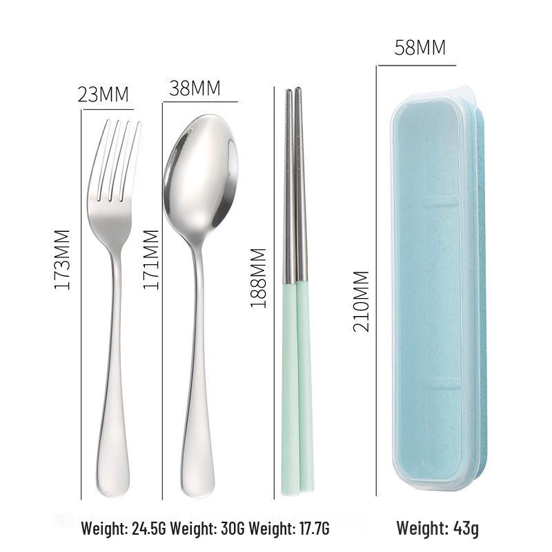 Stainless Steel Travel Cutlery Set: Fork, Spoon, Chopsticks with Portable Storage Box