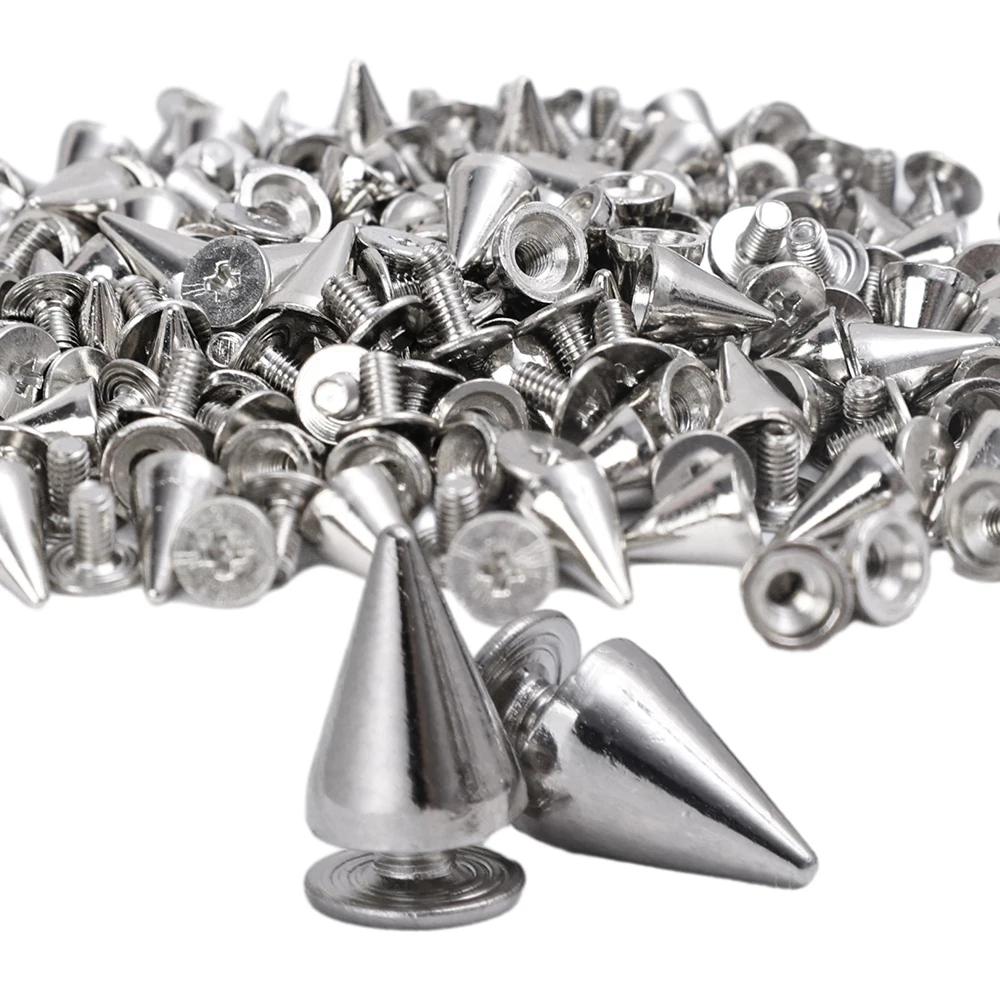 10-100pcs Punk Rivet Silver Cone Spikes Screwback Studs Craft Cool Rivets Clothes Bag Shoe Leather Belt DIY Handcraft Supplies