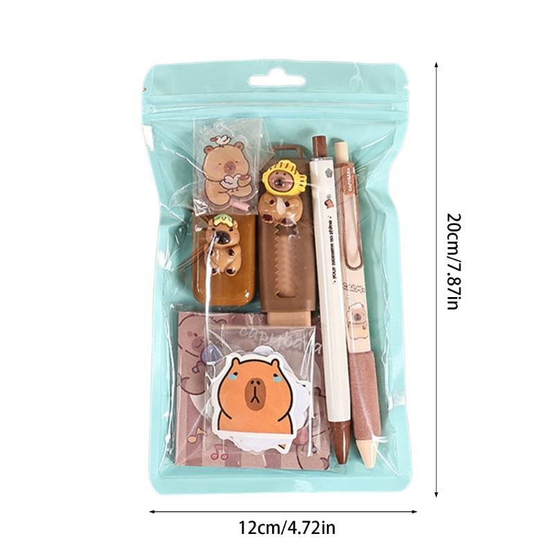 Adorable Capybaras Themed School Supplies Set Includes Practical Items Pen Eraser Sticker Memo Pad Study Essential