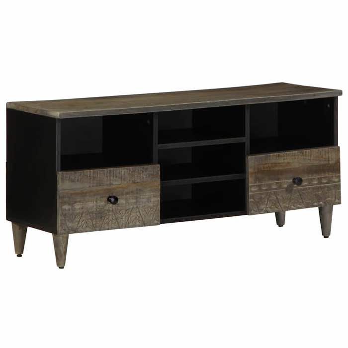 VidaXL Meuble TV noir 100x33x46 cm bois massif de manguier, banc TV, meuble télé, meuble multimédia, buffet TV, meuble hifi, 4017810