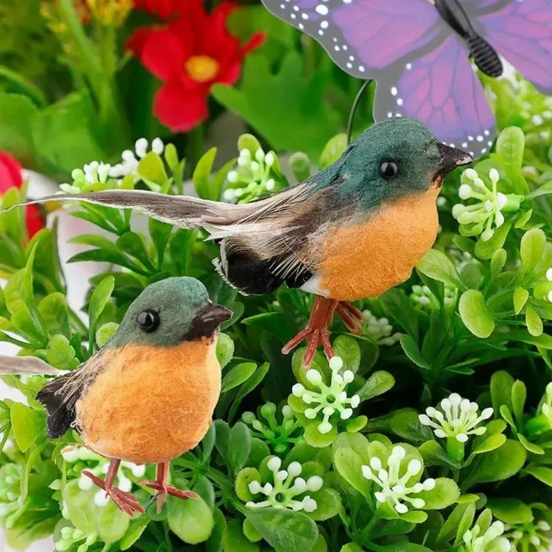 Bird Decoration Artificial Feather Bird Craft Ornament Simulation Little Robin Bird Outdoor Garden Ornaments Decoration
