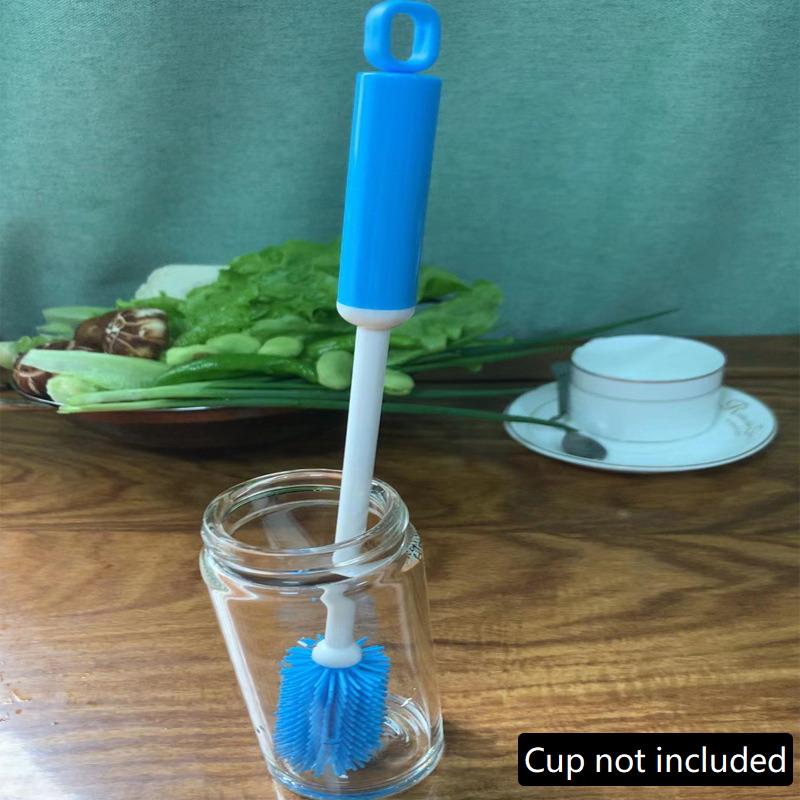 Silicone Cup Brush Long Handle 360 Rotating Cleaning Brush For Bottle Coffee Mug Narrow Jar Multi Purpose Home Kitchen Scrubber