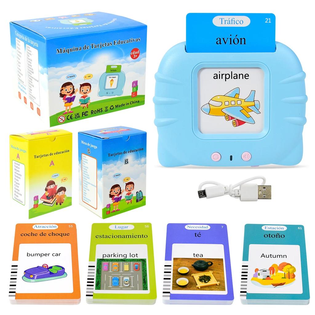 Elektronische Spanische Kognitive Karten Kinder Sprechende Lernkarten Hörbücher Lernkarten Früherziehung Wörter lernen Lernspielzeug Spiel