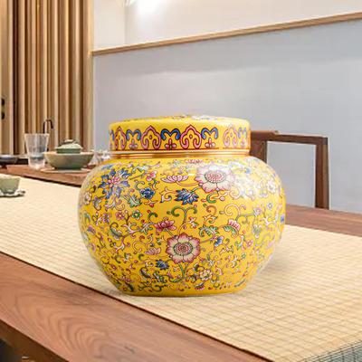 Ceramic Ginger Jar Flower Vase with Lid Decorative Display Art Arrangement Tea Canister