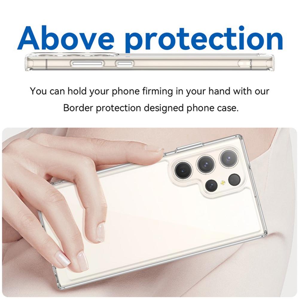 WANLONFENG MF Series for Samsung Galaxy S23 Ultra Case TPU+Acrylic Clear Phone Cover with Tempered Glass Film