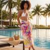 Damen bedruckter Sarong Rock Einteiler Bindeseite Strand Wickeltuch, Leichte Badebekleidung Überwurf für Urlaub 0983
