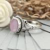 Bague en pierre précieuse ovale en quartz rose, bague en argent sterling 925, bague pour femmes, bague en pierre de naissance, bijoux de charme en argent