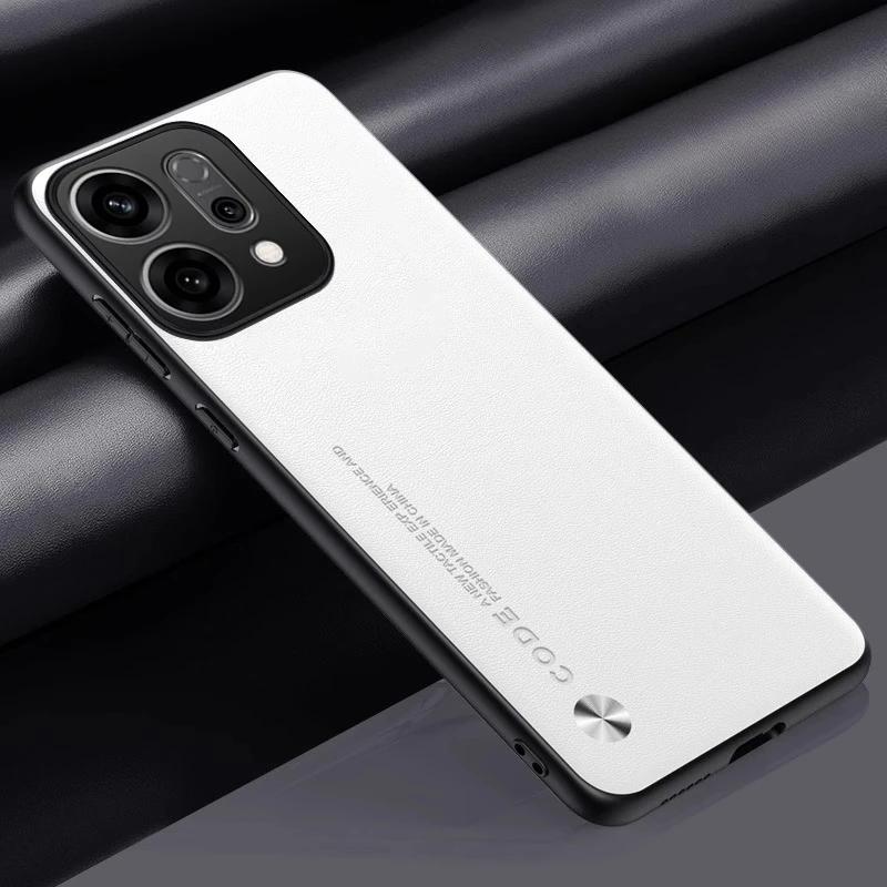 For Reno 14 Pro 5G Reno14 Plain PU Leather Phone Case For OPPO Reno 14Pro Matte Cover Silicone Shockproof Soft Edge Back Cover