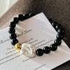 Vintage High Quality Natural Black Agate Freshwater Baroque Pearl Bracelet Bracelet
