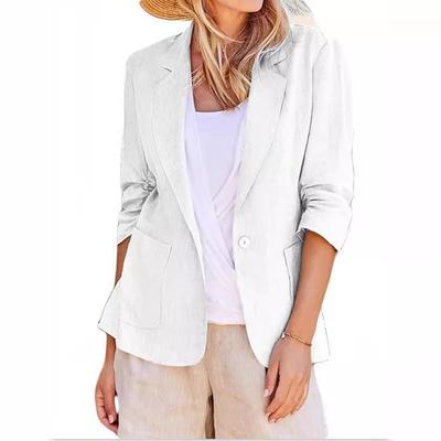 Women's Casual Solid Color Slim Fit Blazer with Pockets