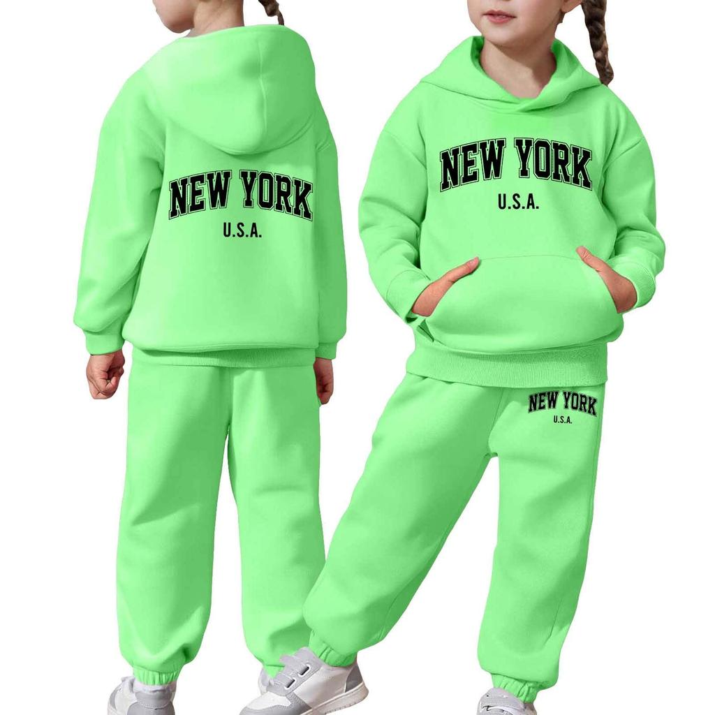 Boys Girls Sweatsuit Clothing Hooded Sweatshirt Jogging Sweatpants Tracksuits Set Fashion Outfit