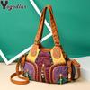 Bolso de Hombro Vintage de Cuero PU Bolsos Multibolsillos para Mujer Casual Gran Capacidad Chica Retro Diseñador Bandolera Bolsos Hobo