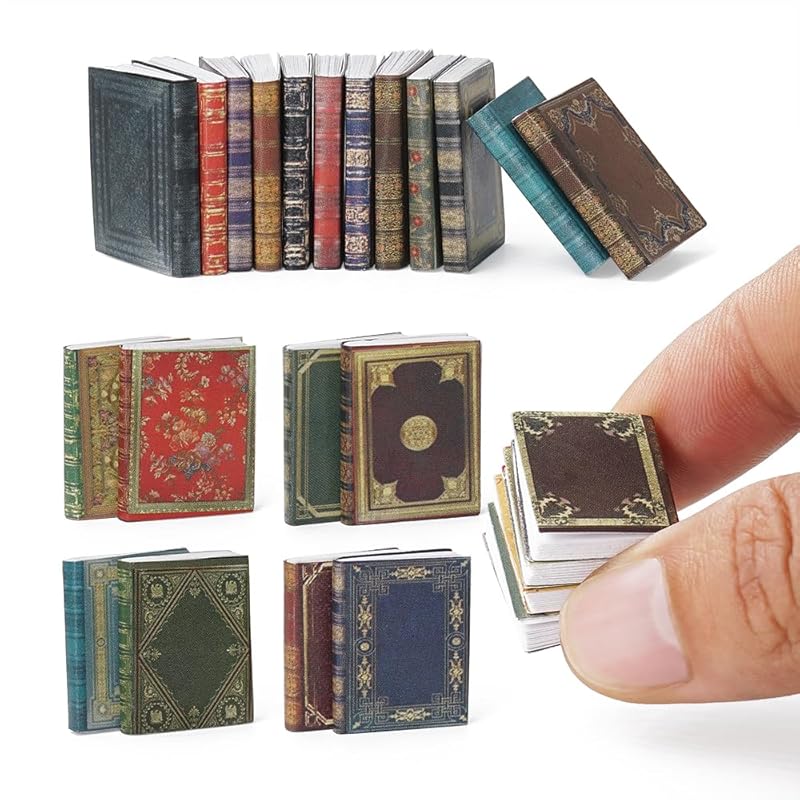 Odoria Dollhouse Book Miniature: 24-Piece Set of 1/12 Scale Notebook Paper Victorian Library Office - Mini School Supplies Antique DIY Accessories,