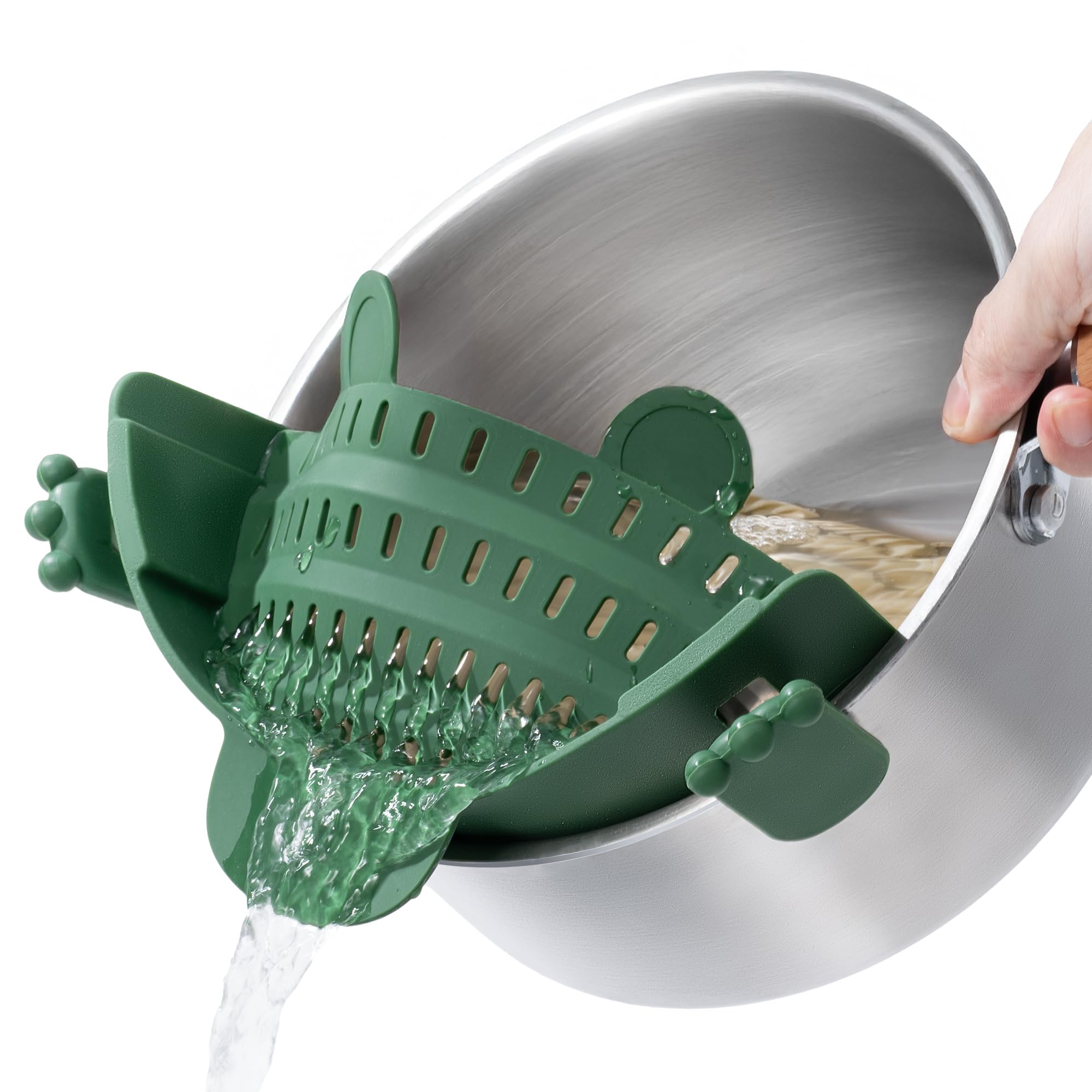 

Li&Zhao Clip-on Strainer - Fine Mesh Strainer, Pasta Strainer, Pot Strainer, Foldable Colander, Food Strainer for Kitchen (Green)