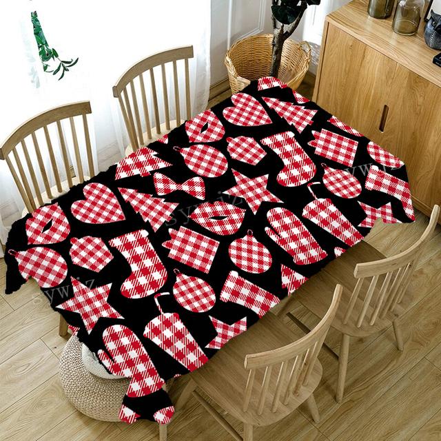 Obrusy świąteczne Prezent od Świętego Mikołaja Wzór Prostokątny obrus Obrus ​​przeciwporostowy Akcesoria do dekoracji kominka