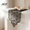 Retro Castle Table Runner Halloween Runner, Black Lace Spider Web Runners, 17.7 X Hollow Tablecloth 70.9Inch for Home Party Dinner Kitchen Mantel